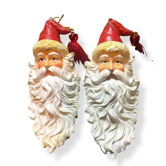 Vintage Old World Santa Claus St. Nikolas Ornaments x 2 White Long Beard 6" Long - Picture 3 of 6